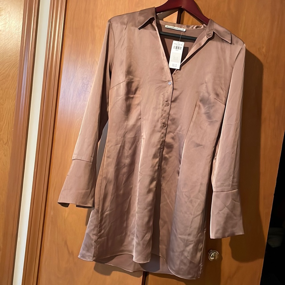 Abercrombie long sleeve satin dress